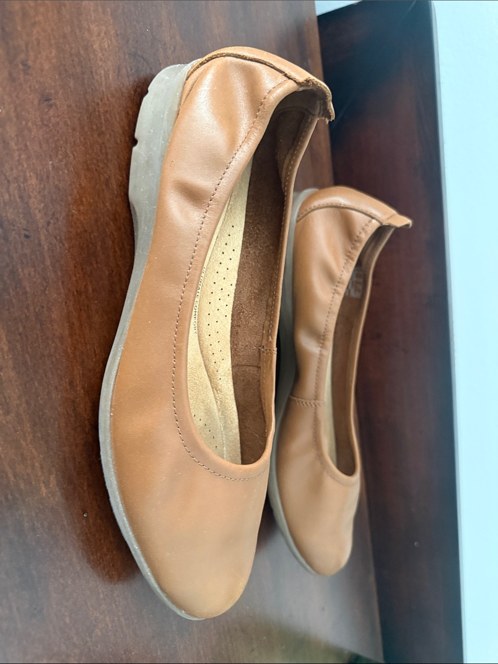 Clarks Tan Leather Ballet Flats
